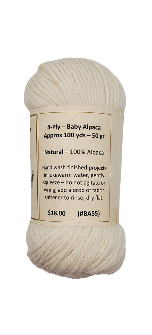 Baby Alpaca Yarn Luxurious White 100% 100 Yds SKU BA55