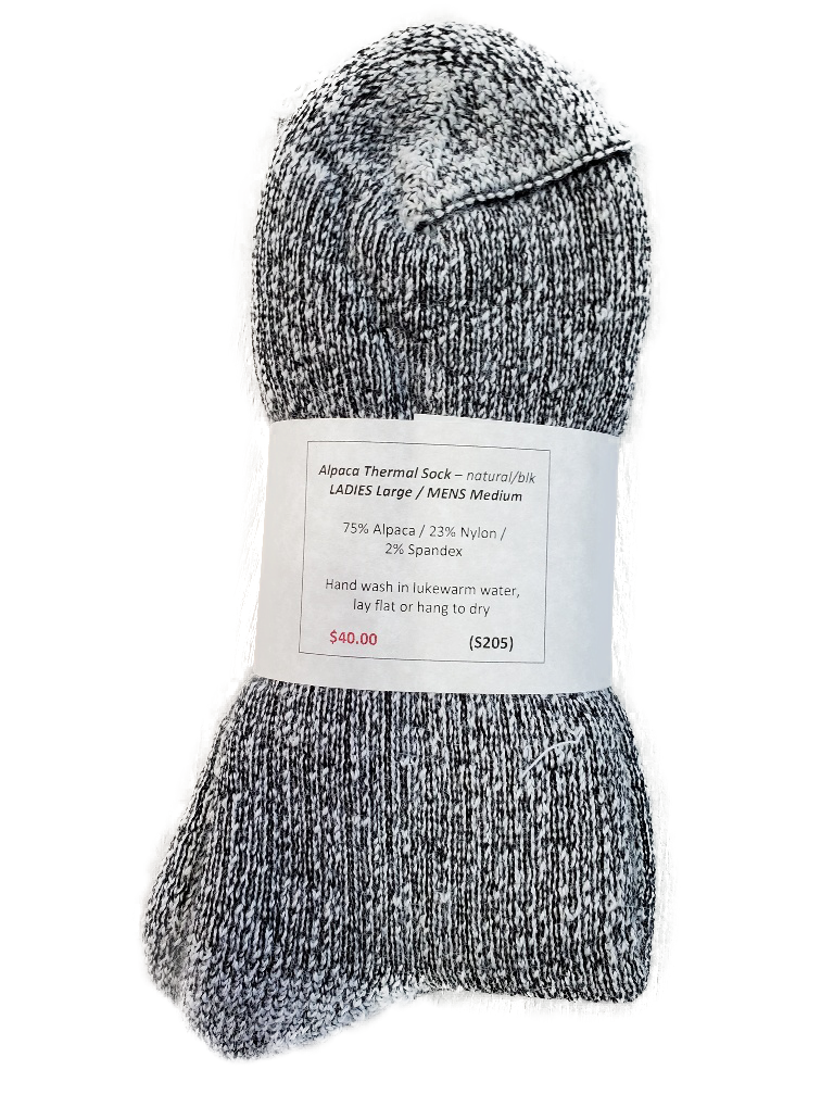 Natural with Black Alpaca Thermal Sock