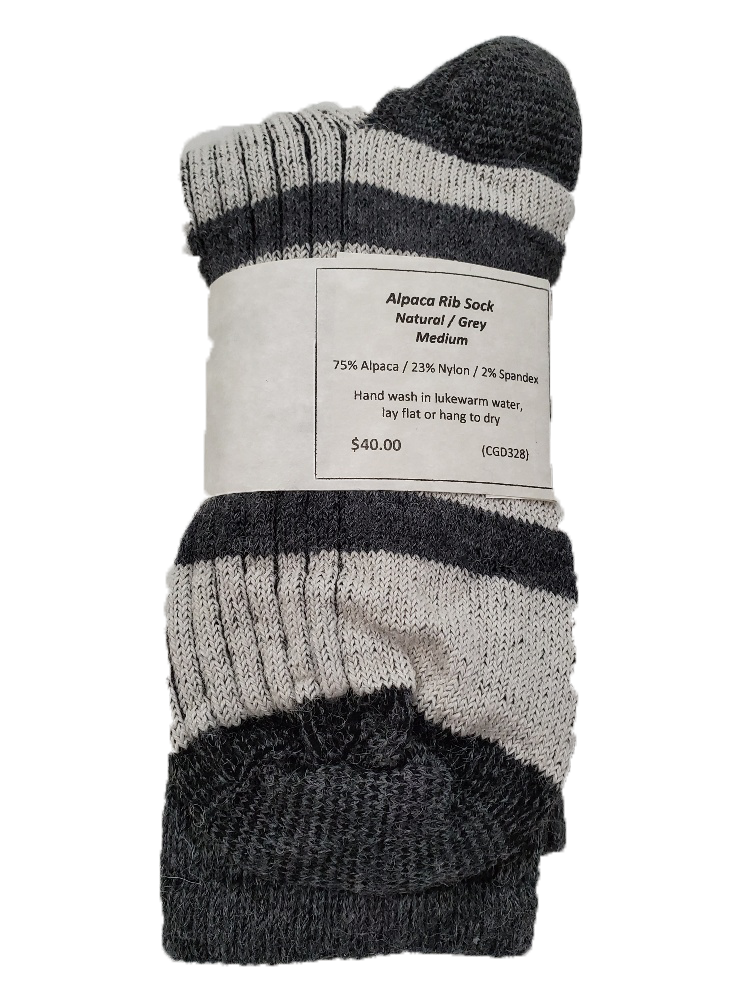 Alpaca Rib Sock Grey Ladies Large / Mens Medium