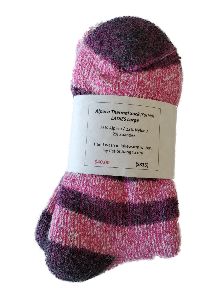 Alpaca-Thermal Sock Fushia Ladies Large