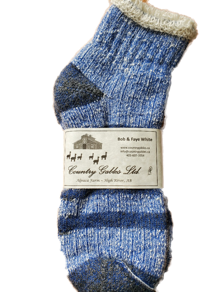 Alpaca-Thermal Slipper Sock Navy Stripe Ladies Large / Mens Medium