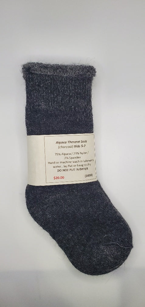 Alpaca-Thermal Sock Kids Charcoal 5-7