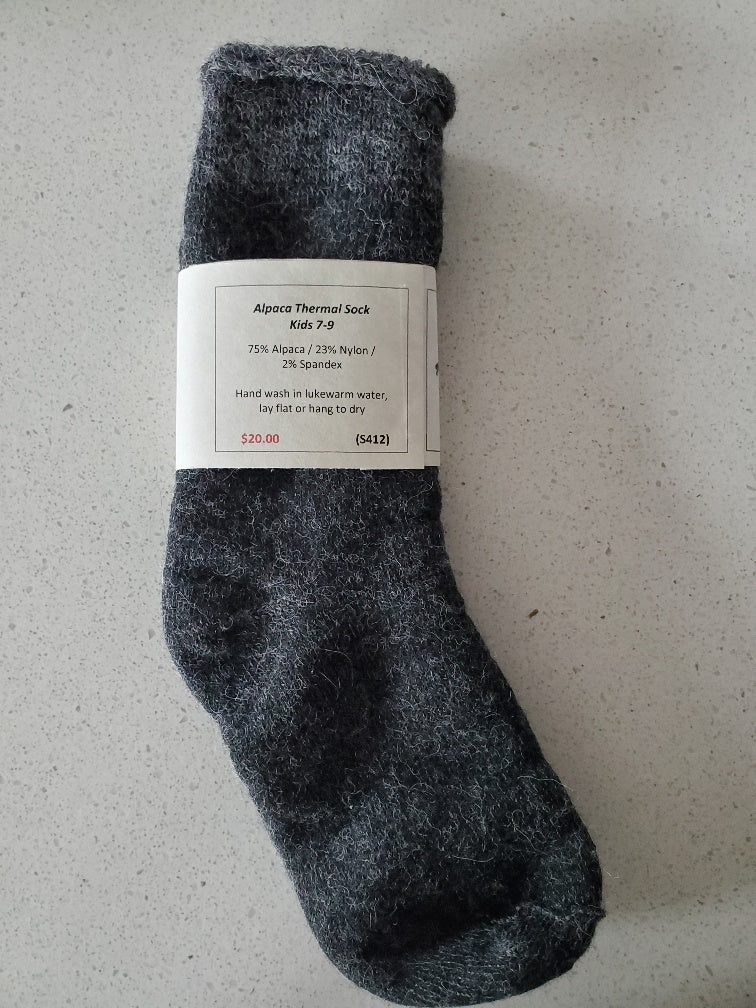 Alpaca-Thermal Sock Kids Charcoal 7-9