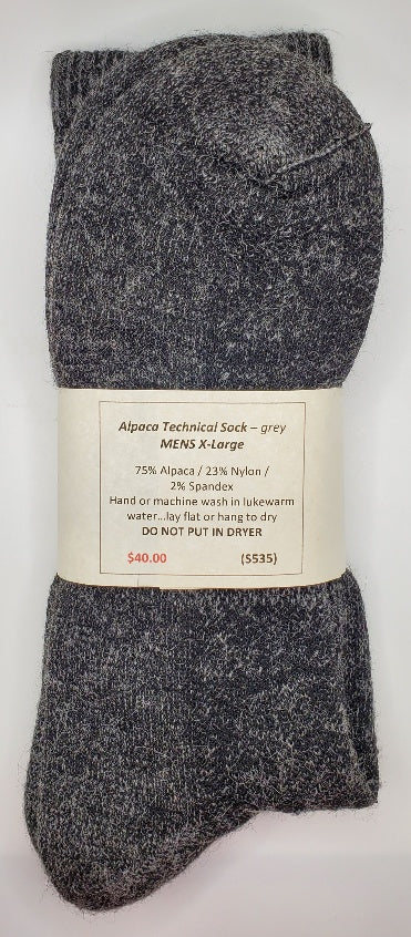 Alpaca Technical Socks Grey Mens XL