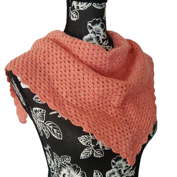 A007 Alpaca Neckerchief Shawl - Salmon Color