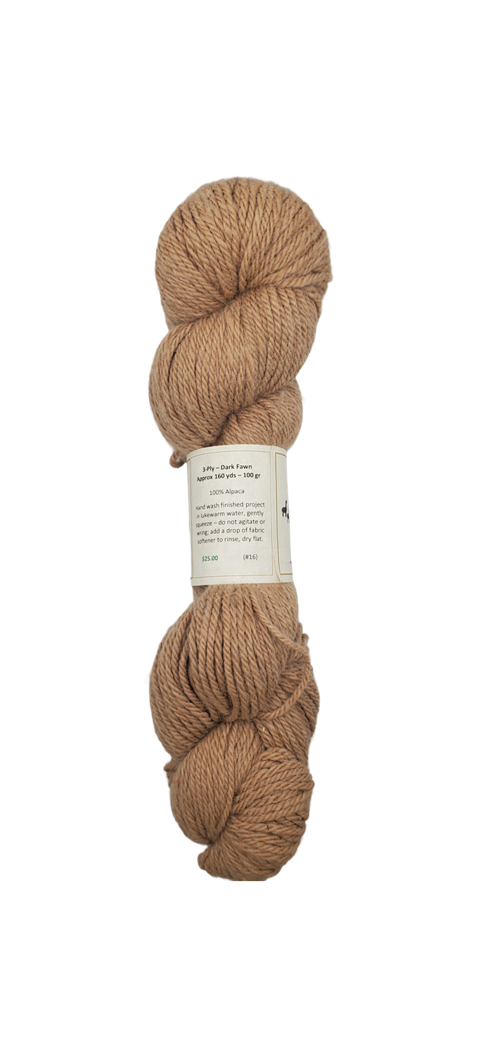 3 Ply Dark Beige Alpaca-Yarn (100%) SKU 16