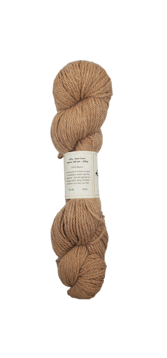 3 Ply Dark Beige Alpaca-Yarn (100%) SKU 16