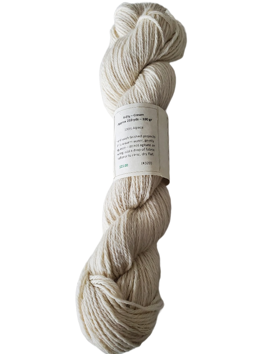 4 Ply Cream 100% Alpaca Yarn SKU 320