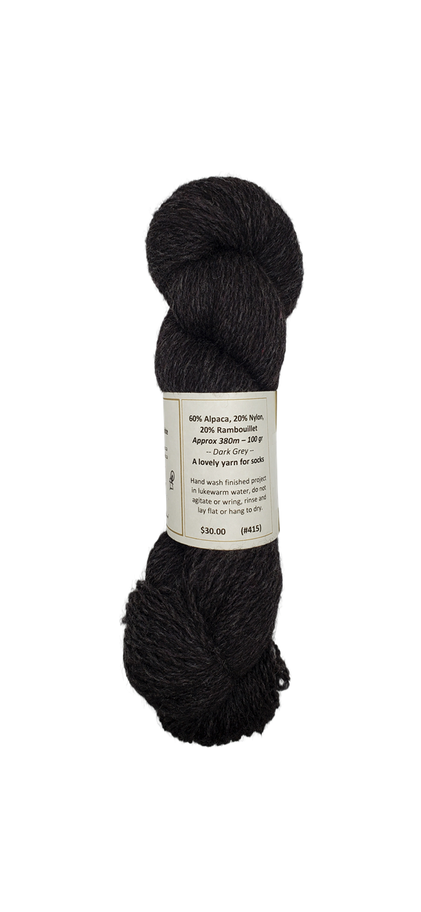 Dark Grey 60% Alpaca 20% Nylon 20% Rambouillet SKU 415