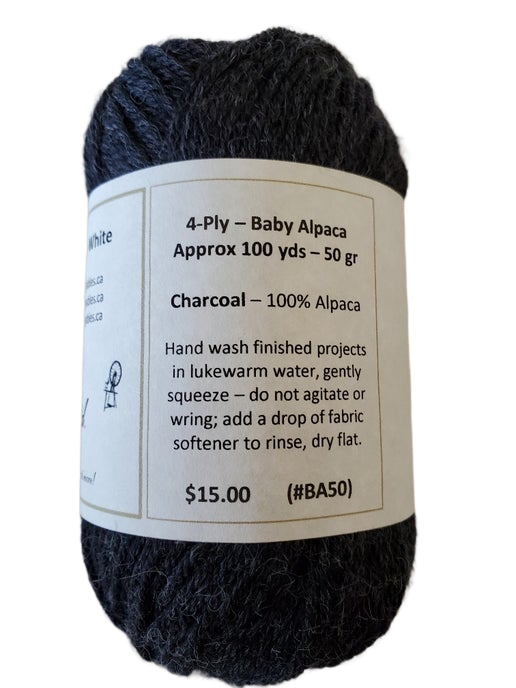 Baby Alpaca Charcoal 100 yds SKU BA50