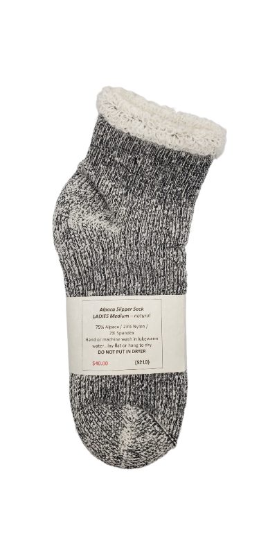 S210 Alpaca Slipper Sock Natural Ladies Medium