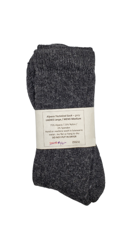 S521 Alpaca Technical Sock Grey Ladies Large / Mens Medium