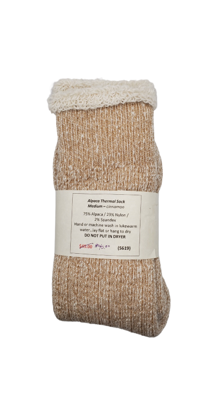 S619 Alpaca Thermal Sock Cinnamon Medium