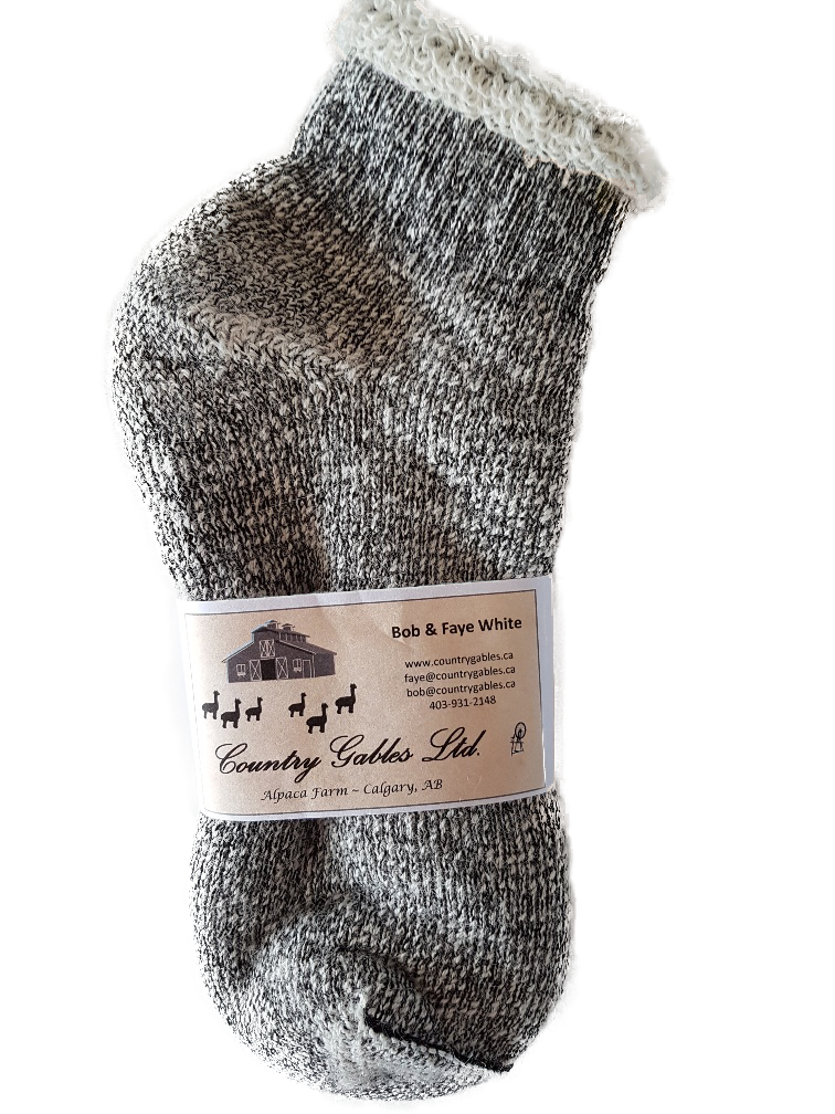 Alpaca-Slipper Sock Natural / Black Ladies Large / Mens Medium