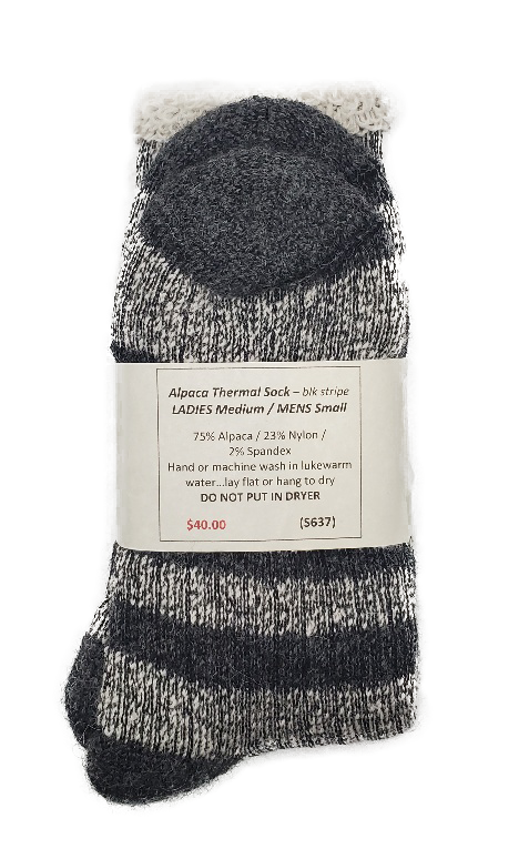 Alpaca-Thermal Sock Black Stripe Ladies Medium / Mens Small Success
