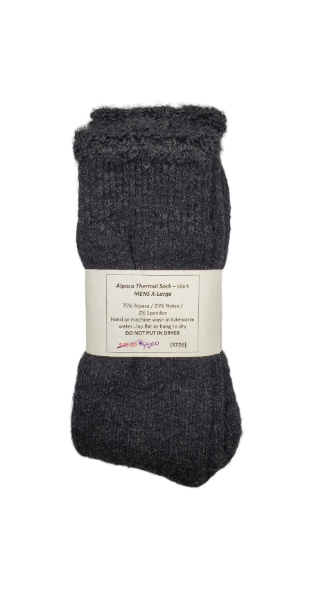 S726 Alpaca Thermal Charcoal Sock XL