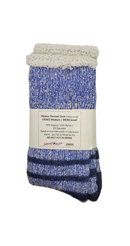S829 Alpaca Thermal Navy Stripe Ladies Medium