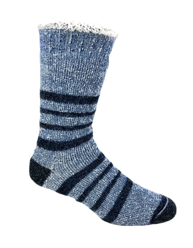 S830 Alpaca Thermal Sock Navy Stripe Ladies Large / Mens Medium