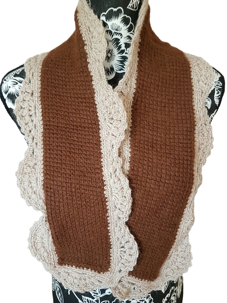 x98 Alpaca Tunisian & Conventional Crochet Scarf