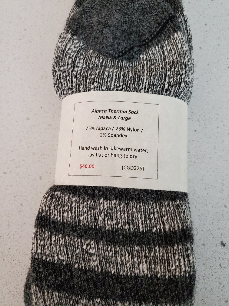 Alpaca-Thermal Sock Black Stripe Mens XL